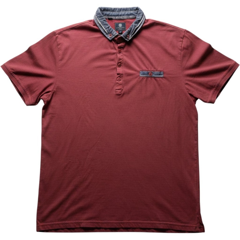 Steel & Jelly Polo Shirt Mens XL Red Solid Contrast Collar Cotton Blend Top
